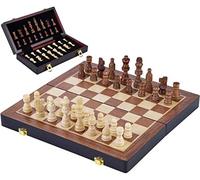 Coffret d'échecs de Luxe en Bois Massif - Pliant - Pièces sculptées - Bois de frêne (31X16X6 CM), Brun, Crème