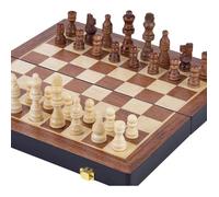 Coffret D'Échecs De Luxe En Bois Massif-Pliant-Pièces Sculptées En Bois De Frêne (38,5 Cm)-Jeu Echecs-Stratégie-Échiquier Pliable