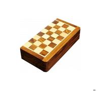 Coffret d'échecs magnétique en bois Sheesham 25 cm - pliable avec pièces en bois