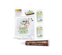 Coffret décor et pâte à sucre pour gâteau Terrain de football + 1 Stylo chocolat