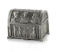 Coffret décoratif - LA CHINEUSE - Pharaon Égyptien - Acier argenté - Motifs hiéroglyphes & fresques - 7 5×10×7 5 cm
