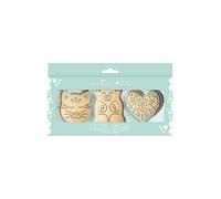 ScrapCooking Coffret 2111 – 3 découpoirs inox & 3 embosseurs bois pour contact alimentaire