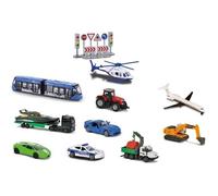 Coffret découverte MAJORETTE B200 - 10 véhicules en métal à roues libres et panneaux de signalisation