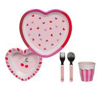 Coffret dejeuner 5 pieces cœur - Amadeus - Rose - Mélaminé