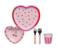 Coffret dejeuner 5 pieces cœur - Amadeus - Rose - Mélaminé