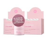 Coffret Deluxe Swedish Collagen Collagène marin hydrolysé 12 500 mg 60 jours d'approvisionnement et crème nuit anti-âge (50 ml) acide hyaluronique rétinol et vitamines pour cheveux peau et ongles