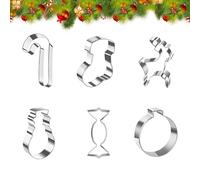 Coffret D'Emporte-Pièces À Biscuits De Noël | 6 Pièces Canne En Sucre Flocon De Neige Outils De Pâtisserie - Emporte-Pièce À Biscuits Pour Fêtes Noël,Pour Fondant Fromage Dessert Fêtes Famille Maison