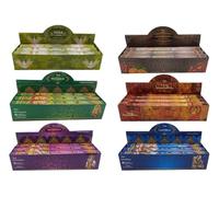 Coffret d'Encens Spirituel, 15 Bâtonnets, 6 Variétés Divines, Collection Yoga, Buddha, Krishna, Ganesh, Shiva, Orange & Santal