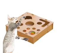 Coffret d'Enrichissement Grattoir Puzzle pour Chat | Planche en Bois d'Enrichissement | Puzzle à Griffes pour Chat avec Une Balle et Une Clochette | Destiné à Chiot Lapin Jeu d'Intérieur et Chien