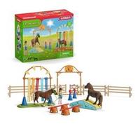 Coffret d'Entraînement Agilité Équestre avec Cheval , Dresseur et Accessoires - Ensemble Équestre de 41 Pieces - Cadeau Rouge G