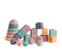 Formula Baby Coffret d'éveil sensoriel | dès 6 Mois | composé de 23 pièces | 5 balles sensorielles 12 Cubes Souples 1 Tour à empiler sur 6 Niveaux | sans BPA utilisable dans Le Bain