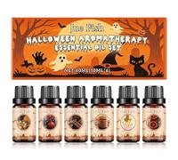 Coffret d'huiles essentielles Halloween, 6 x 10 ml, huiles parfumées pures pour diffuseurs, coffret cadeau d'huiles parfumées, 6 parfums assortis
