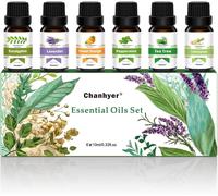 Coffret D'huiles Essentielles - Top 6 Des Huiles D'aromathérapie En Coffret Cadeau, 6 Flacons De 10ml (Menthe Poivrée, Arbre À Thé, Lavande, Eucalyptus, Citronnelle, Orange) Pour Diffuseurs, Parfum D