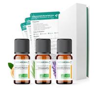 Coffret Diffusion - Les Huiles essentielles BIO, Les Fiches avec Recettes pour bien les utiliser & un Coffret Premium qui protège le tout - Assortiment pour Diffuseur - 3x10ml Certifiées AB