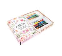 Coffret d'initiation à l'aquarelle - Méthode pour débutant - Pinceau à réservoir d'eau - Palette transportable