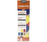 Pébéo - Set Initiation Ceramic - Kit de Peinture Céramique, Idéale Décoration Terre Cuite, Faïence - 6 Flacons de 20 ml - Blanc + Jaune riche + Rouge cerise + Lavande + Noir + Or riche