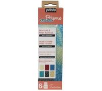Pébéo - Set Initiation Fantasy Prisme - Peinture Effet Alvéolé Multi-Support - 6 Flacons de 20 ml assortis - Blanc coquille + Fleur de cerisier + Bleu Caraïbes + Turquoise + Onyx + Vieil or