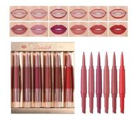 Coffret Double Embout de Rouge à Lèvres et Crayon à Lèvres Mat | 6 Pièces Rouge à Lèvres 2 en 1 pour Femmes Set de Crayon à Lèvres | Gloss Maquillage Double Face pour Femme