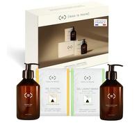 Coffret Douceur Less is More Gel Douche Naturel+ Savon Liquide Mains en Poudre à Diluer, Kit 2 Bouteilles PET 250ml + 2 Recharges Ecologiques sans Plastique, Made in France, 2x250ml à Reconstituer