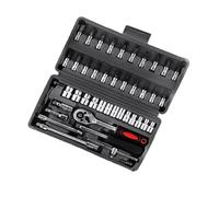 Coffret Douille Cliquet pour Outillage Ensemble D'outils Manuels De Réparation Automobile Boîte À Outils De Mécanicien Clé À Douille Tournevis À Cliquet 46 Pièces