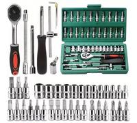 Coffret Douille Cliquet pour Outillage Jeu Clés À Douille 46 Pièces Ensemble Protection Automobile Moto Et Voiture Ensemble Combiné D'outils Ménagers Kit Professionnel Et Voiture Bricolage À Domicile