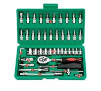 Coffret Douille Cliquet pour Outillage Jeu De Clés À Douille 46 Pièces Jeu D'outils Petit Tournevis À Cliquet Volant 1/4 Réparation Automobile Petit Jeu De Douilles