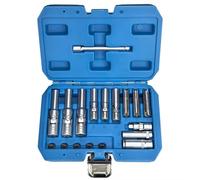 Coffret Douille Cliquet pour Outillage Jeu Douilles Retrait Bougie Préchauffage 18 Pièces 3/8 "1/4" Kit D'outils À Fente Fine Douilles De 8mm 9mm Et 10mm De Profondeur Kit D'outils De Remplacement