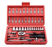 Coffret Douille Cliquet pour Outillage Kit D'outils Réparation Jeu Douilles 1/4 Pouces Outil Réparation Automobile Clé Dynamométrique À Cliquet Kit D'outils Domestiques Outils Manuels 46 Pièces