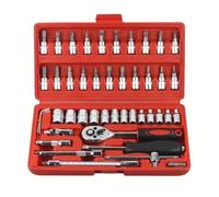 Coffret Douille Cliquet pour Outillage Kit D'outils Réparation Voiture/vélo Clé Dynamométrique À Cliquet Jeu Douilles Tournevis Pour Les Amateurs De Mécanique Automobile 46 Pièces