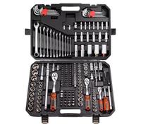 Coffret Douille et Accessoires Boîte À Outils Complète Pour Réparation Domestique Et Automobile 222 Pièces Jeu De Clés À Cliquet À Douille Multifonctionnelle À 72 Dents Outils Manuels(Yellow)