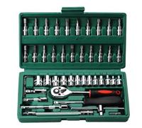 Coffret Douille et Accessoires Jeu Clés À Cliquet À Douille D'entraînement Embout Métrique Et Barre D'extension La Réparation Automobile 46 Pièces Outil À Cliquet 1/4 Pouces Et Étui