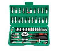 Coffret Douille et Accessoires Jeu De Clés À Douille 1/4 46 Pièces Petit Tournevis À Cliquet Volant Réparation Automobile Petit Jeu De Douilles Outils Manuels