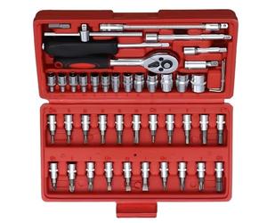 Coffret Douille et Accessoires Jeu De Clés À Douille 46 Pièces Outil De Réparation Automobile Moto Domestique Cliquet Couple Pour Combo Boîte À Outils Mécaniques