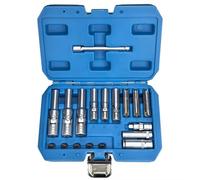 Coffret Douille et Accessoires Jeu De Douilles Retrait Bougie Préchauffage 18 Pièces 3/8 "1/4" Kit D'outils À Fente Fine Douilles De 8mm 9mm Et 10mm De Profondeur Kit D'outils Remplacement
