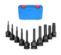 Coffret Douille et Accessoires Jeu De Douilles Torx Hex Sping Star Bits Jeu D'écrous À IMPACT De 1/2 Pouces T20-T80 Avec Mallette De Rangement Pour La Réparation 10 Pièces