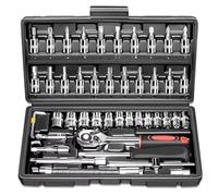 Coffret Douille et Accessoires Kit D'outils De Réparation De Douilles Montées Sur Véhicule Entretien Automobile 46 Pièces ombinée À Cliquet Boîte À Outils