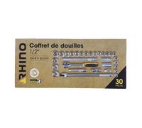 Coffret Douille - RHINO - 30Pcs 1-2'' - Métal - Electrique - Idéal pour travaux électriques