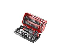 Facom Gamme Facom 1/4" - Eléments d'entraînement, embouts Série 1, clé à six pans creux, clé à cliquet réversible pouce, boîte ultra-compacte 38 pcs. Quantité:1