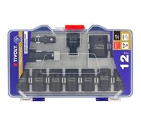 Tivoly – Coffret douilles à choc – 9 douilles 1/2 Ø 8–24 mm, 2 adaptateurs, 1 rallonge