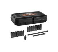 Coffret Douilles à Chocs 18PCs 3/8 9,5 mm 6 Pans Kit pour Clé à Cliquet