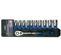 Coffret Douilles hexagonal 3/8' E6-E20 avec Cliquet