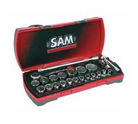 Coffret douilles standard 1/2" + cliquet + accessoires : 23 outils 75SH23Z SAM OUTILLAGE