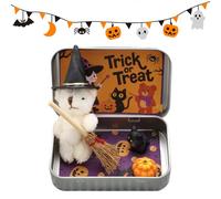 Coffret d'Ourson d'halloween, Ourson en Peluche Artisanal avec Chapeau de sorcière, Balai, Citrouille et Chat, Petit Compagnon d'assistance émotionnelle, Cadeau pour Enfants, Amis et Famille