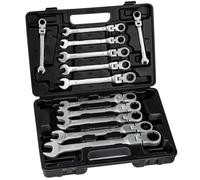 Coffret d'outillage - TECTAKE - Boîte à outils avec 12 clés à cliquet en acier chrome vanadium et clés mixtes à fourches - Noir