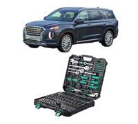 Coffret d'outils de mécanicien 213 pièces comprenant douilles et clés assorties, compatible avec Hyundai Palisade 2019-2022 (toutes années), et boîte à outils en plastique for réparation automobile.