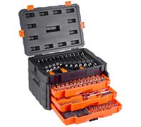 VEVOR Jeu d'outils de mécanique et jeu de douilles, 450 pièces, douilles standard et profondes à entraînement de 1/4, 3/8 et 1/2 pouce, kit d'outils de mécanique SAE métrique avec embouts, clés, acces