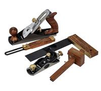 Coffret d'outils de menuisier Faithfull 5 pièces - Bois certifié FSC® - Rabot de finition n°4, rabot de paume, équerre, biseau coulissant et trusquin pour le travail du bois