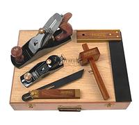 Coffret d'outils de menuisier Faithfull 5 pièces en coffret bois à charnières - Rabot de finition n°4, rabot de paume, équerre, biseau coulissant et trusquin pour le travail du bois