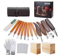 Coffret d'outils de sculpture sur bois, 26 pièces, comprenant 12 couteaux à sculpter, des outils d'affûtage et des gants. Convient aux débutants comme aux professionnels