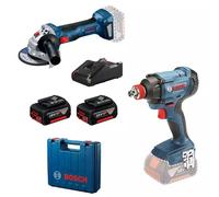 Ensemble d'outils électriques - Bosch - GDX 180 - GWS 180 - 2x4.0 Ah - 18 V - Couple max 180 Nm